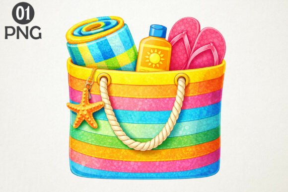 Download Colorful Beach Bag Summer PNG Art - Premium Bundle