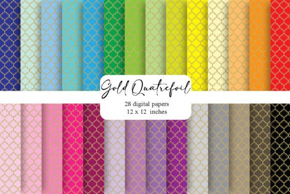 Download Gold Glitter Quatrefoil Digital Paper - Quatrefoil Collection