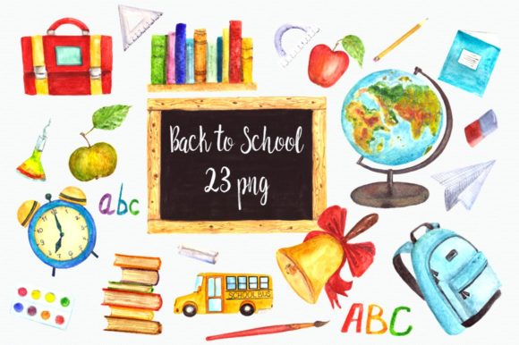 Download Watercolor Back to School Clip Art - School clip art Collection
