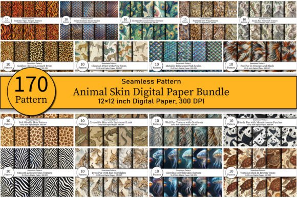Download 170 Animal Skin Digital Paper Bundle - Animal skin Collection