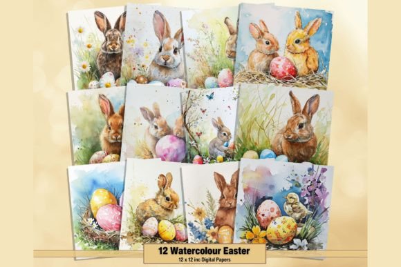 Download Watercolor Happy Easter Digital Papers - Easter digital papers Collection