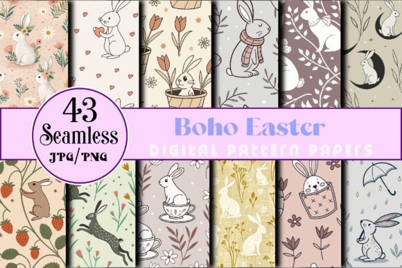 Download Seamless Boho Easter Digital Papers - Easter digital papers Collection