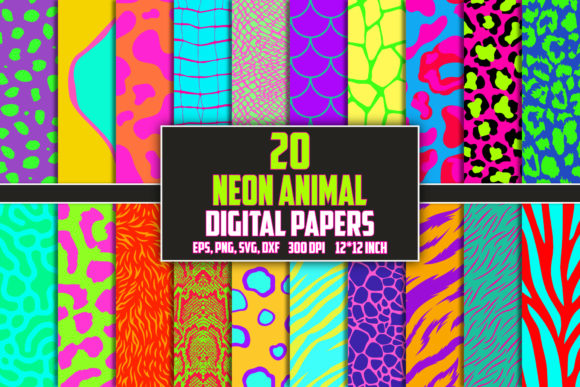 Download Neon Animal Skin Digital Papers Bundle - Animal skin Collection