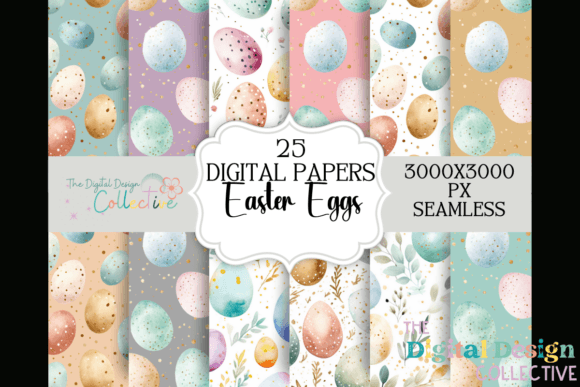 Download Watercolor Easter Digital Papers Eggs - Easter digital papers Collection