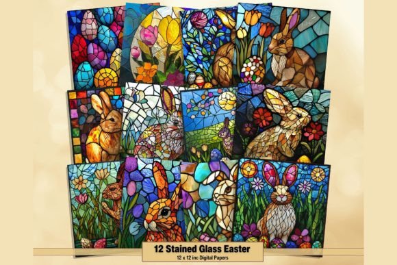 Download Stained Glass Easter Digital Papers - Easter digital papers Collection
