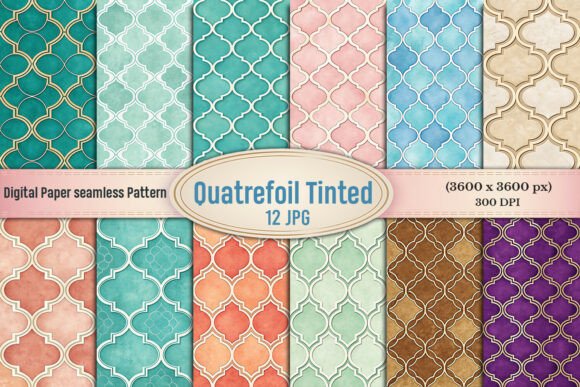 Download Quatrefoil Tinted Seamless Digital Paper - Quatrefoil Collection